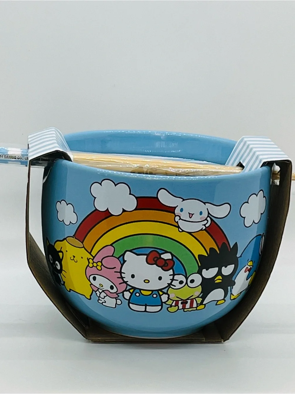 Sanrio Hello Kitty & Friends Ceramic Ramen Bowl With Matching Wooden Chopsticks